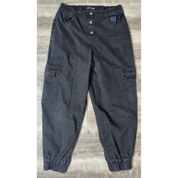 Almost Famous Crave Fame Exposed-Button High Rise Cargo Pants Juniors' L Black - Picture 1 of 8
